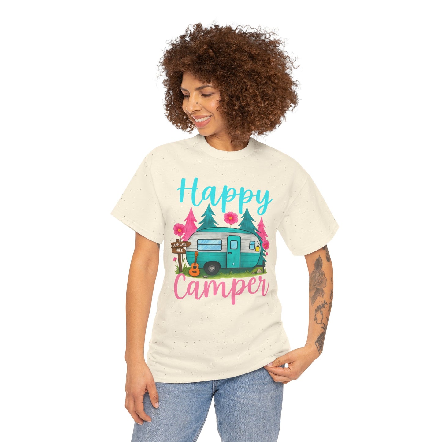 Happy Camper T‑Shirt – Cute Retro Trailer Camping Graphic Tee