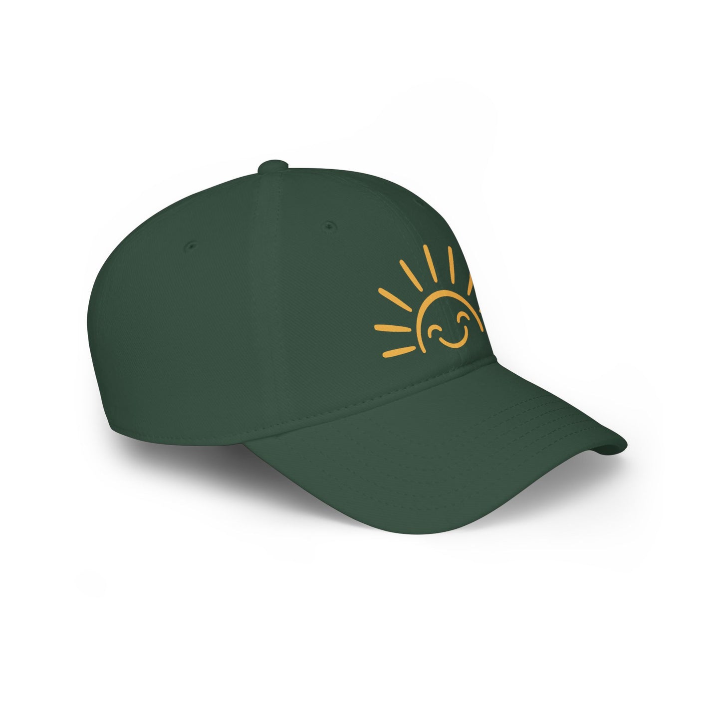 Smiling Sun Baseball Cap — Cheerful Embroidered Low Profile Hat