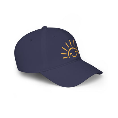 Smiling Sun Baseball Cap — Cheerful Embroidered Low Profile Hat