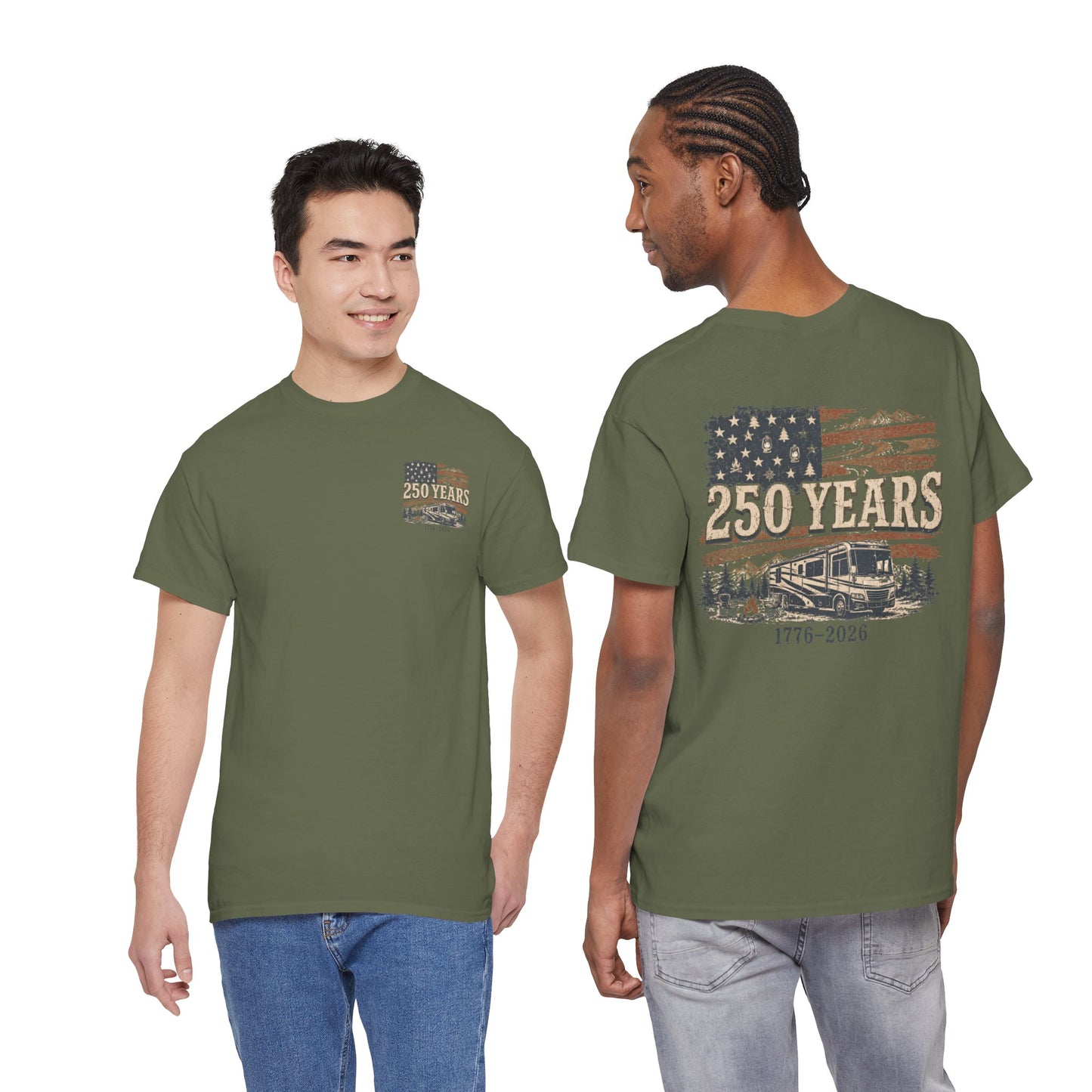 250 Years 1776–2026 American Flag RV T-Shirt