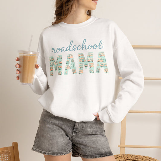 Roadschool Mama: Whimsical RV Education Design Funny Camping Sweatshirt