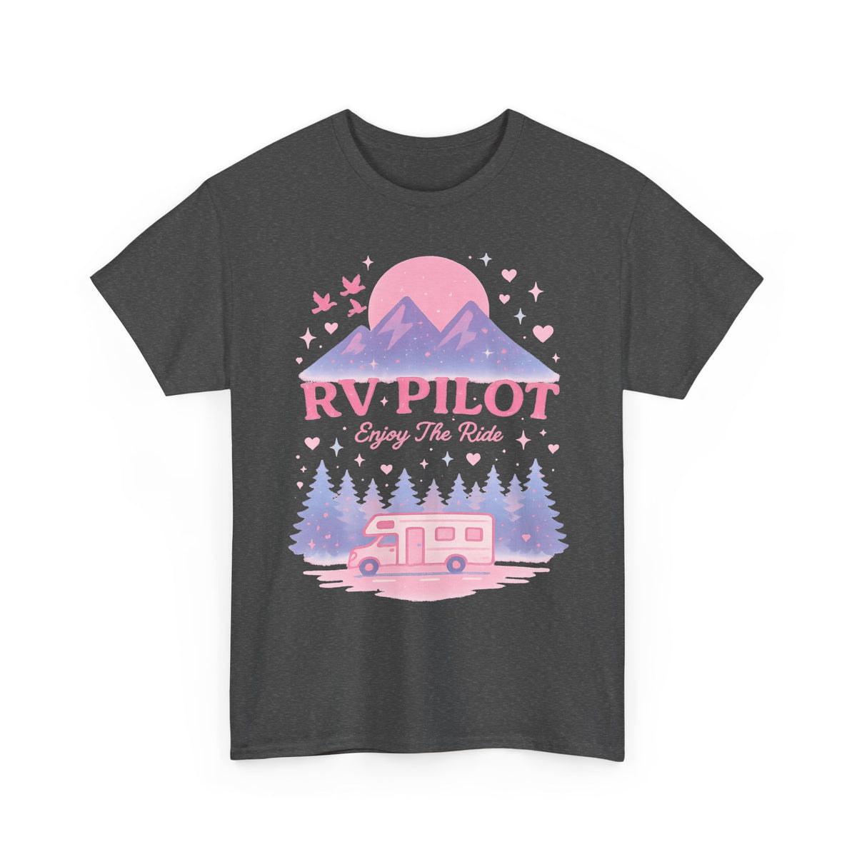 Moonlit RV Adventure: Pastel Pixel Camping Scene Funny Camping Tee