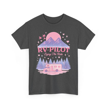 Moonlit RV Adventure: Pastel Pixel Camping Scene Funny Camping Tee