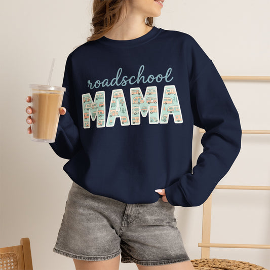 Roadschool Mama: Whimsical RV Education Design Funny Camping Sweatshirt