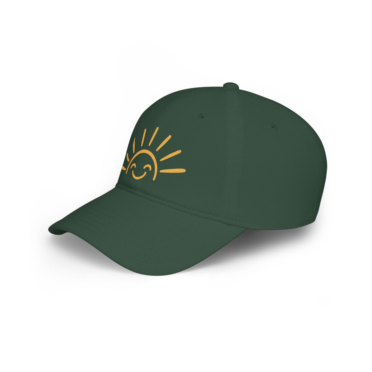 Smiling Sun Baseball Cap — Cheerful Embroidered Low Profile Hat
