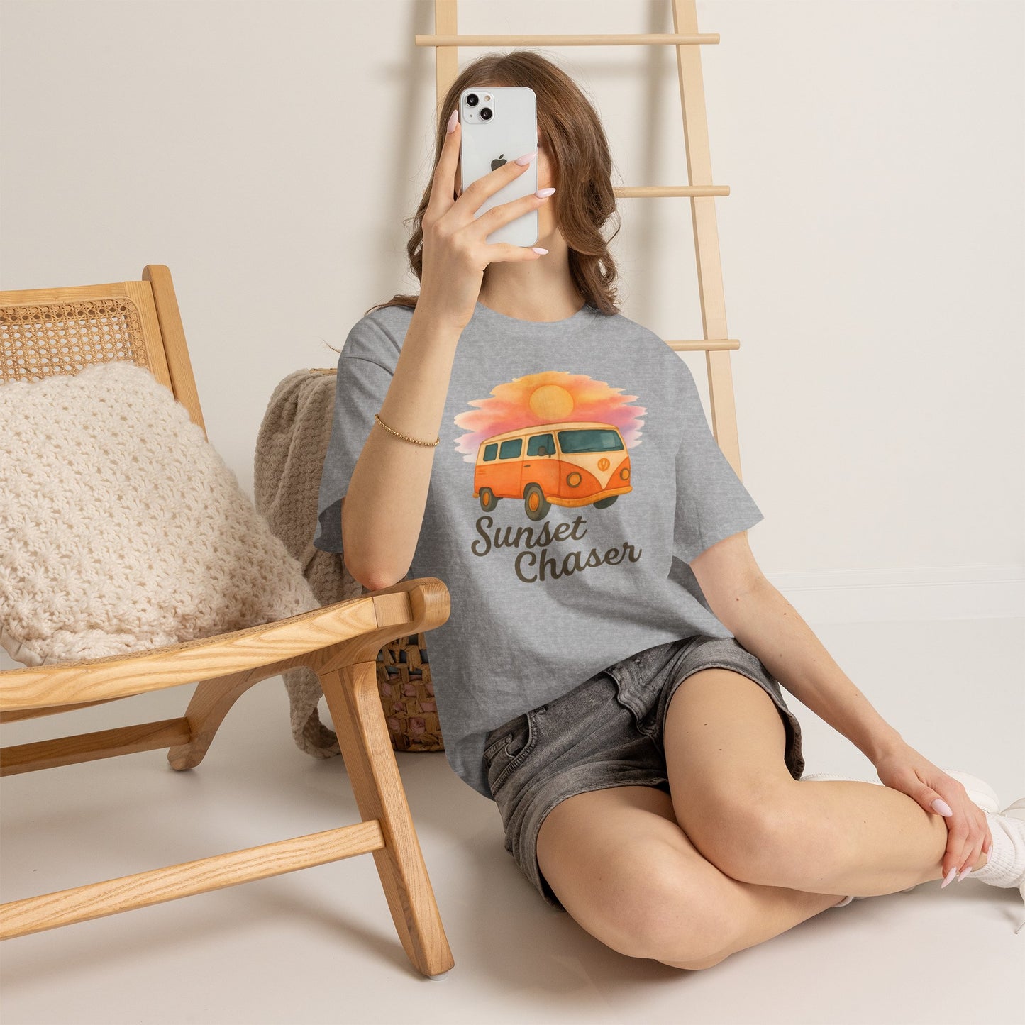 Sunset Chaser: Retro Bus Camping Gildan Tee