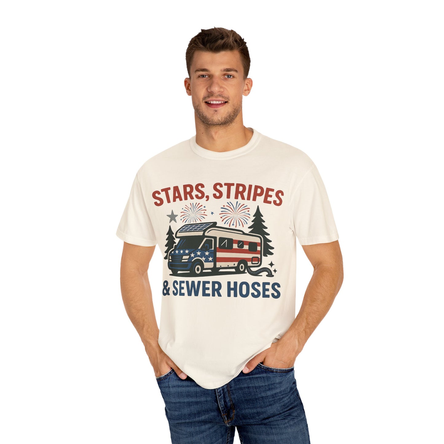 Stars, Stripes & Sewer Hoses: Patriotic RV Camping Illustration Comfort Colors