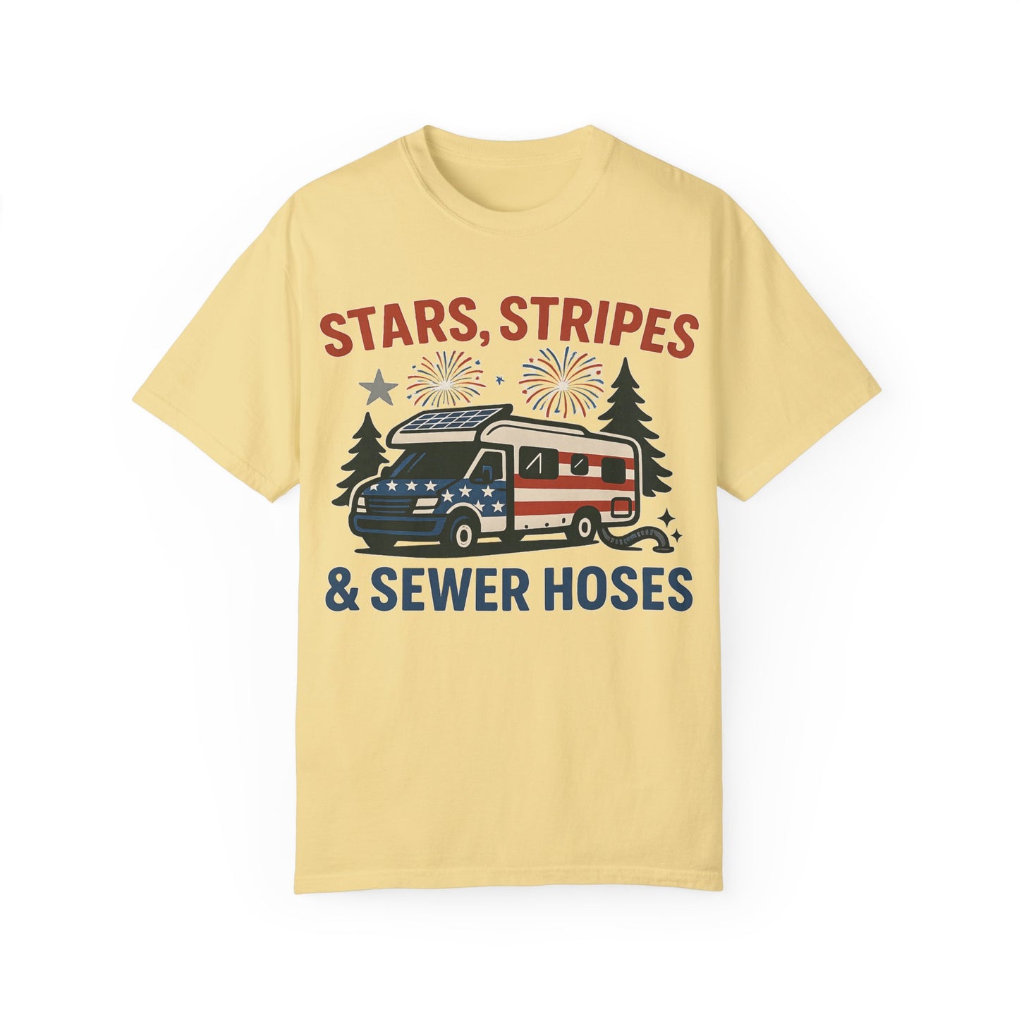 Stars, Stripes & Sewer Hoses: Patriotic RV Camping Illustration Comfort Colors