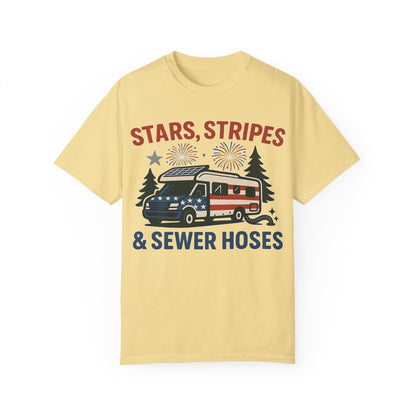 Stars, Stripes & Sewer Hoses: Patriotic RV Camping Illustration Comfort Colors