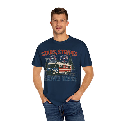 Stars, Stripes & Sewer Hoses: Patriotic RV Camping Illustration Comfort Colors