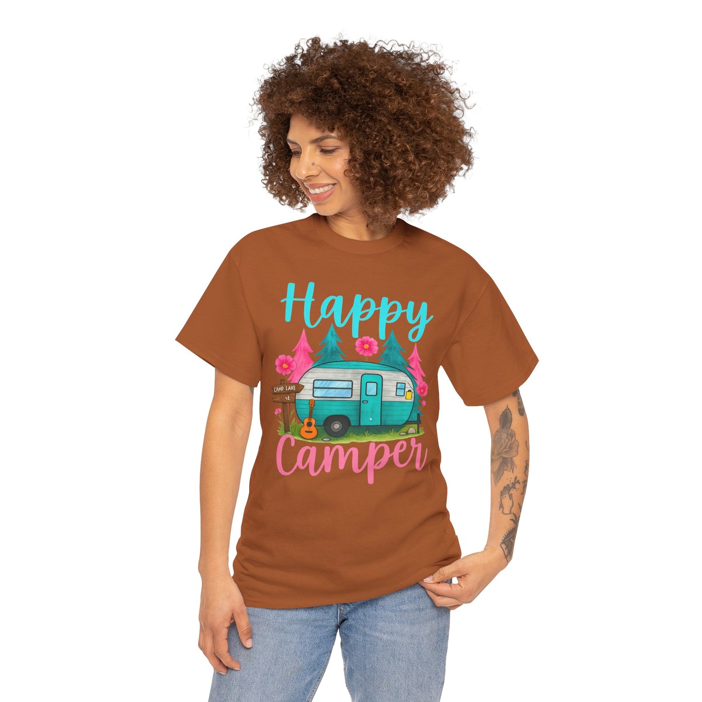Happy Camper T‑Shirt – Cute Retro Trailer Camping Graphic Tee