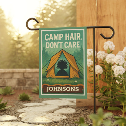 Garden Flag - "Camp Hair, Don't Care" Personalized Camping Yard Banner
