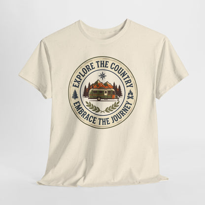 Explore The Country Embrace The Journey Tee Vintage Camper Adventure T‑Shirt