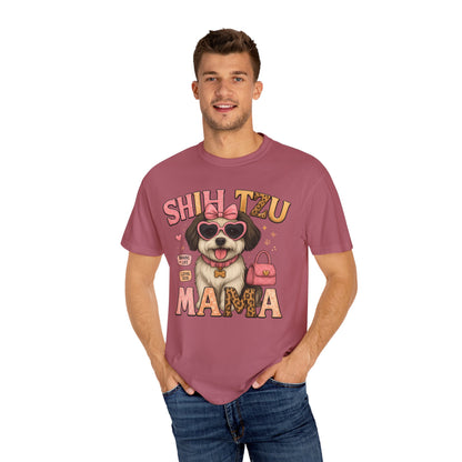 Shih Tzu Mama: Adorable Dog in Pink Sunglasses Comfort Colors