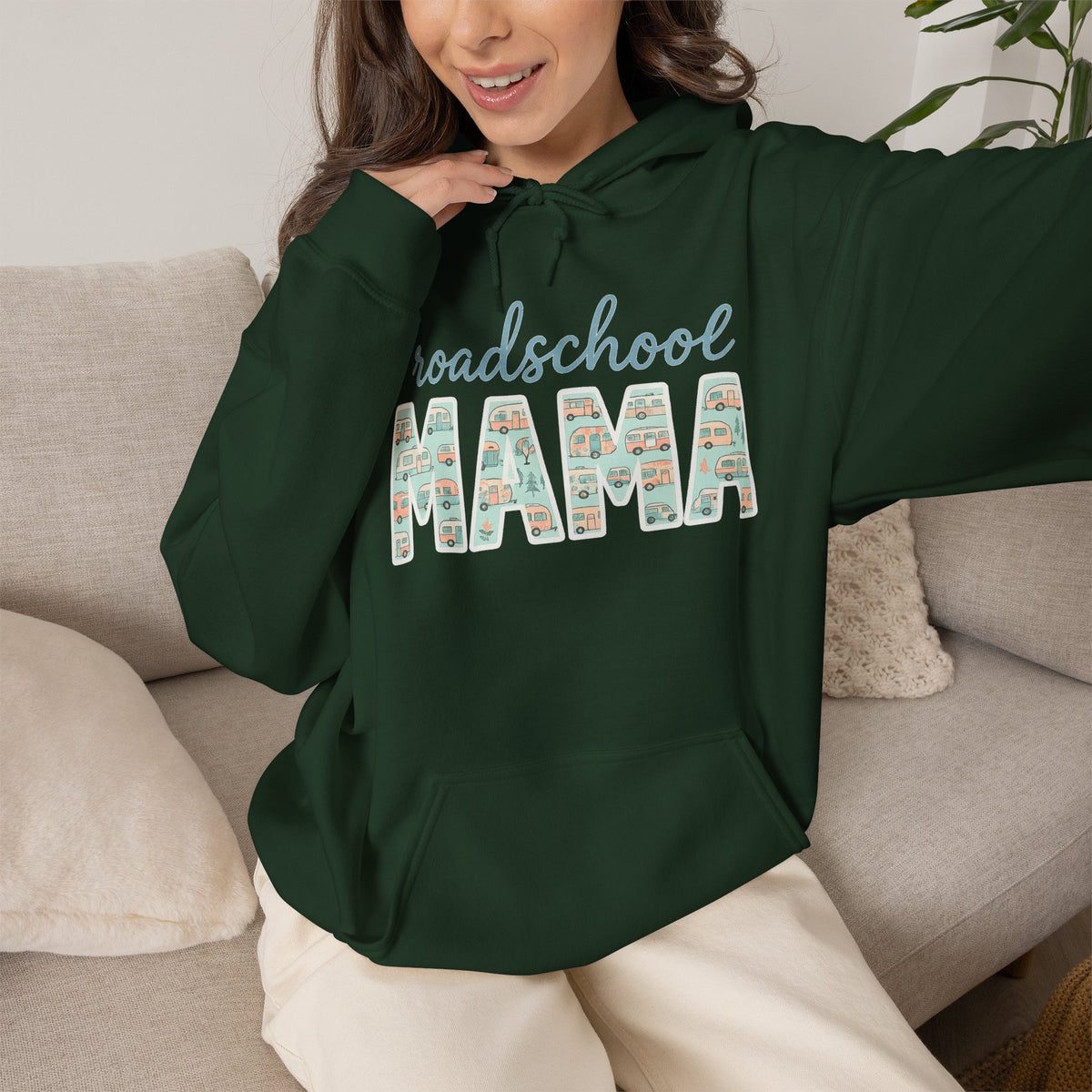 Roadschool Mama: Whimsical RV Education Design Funny Camping Hoodie