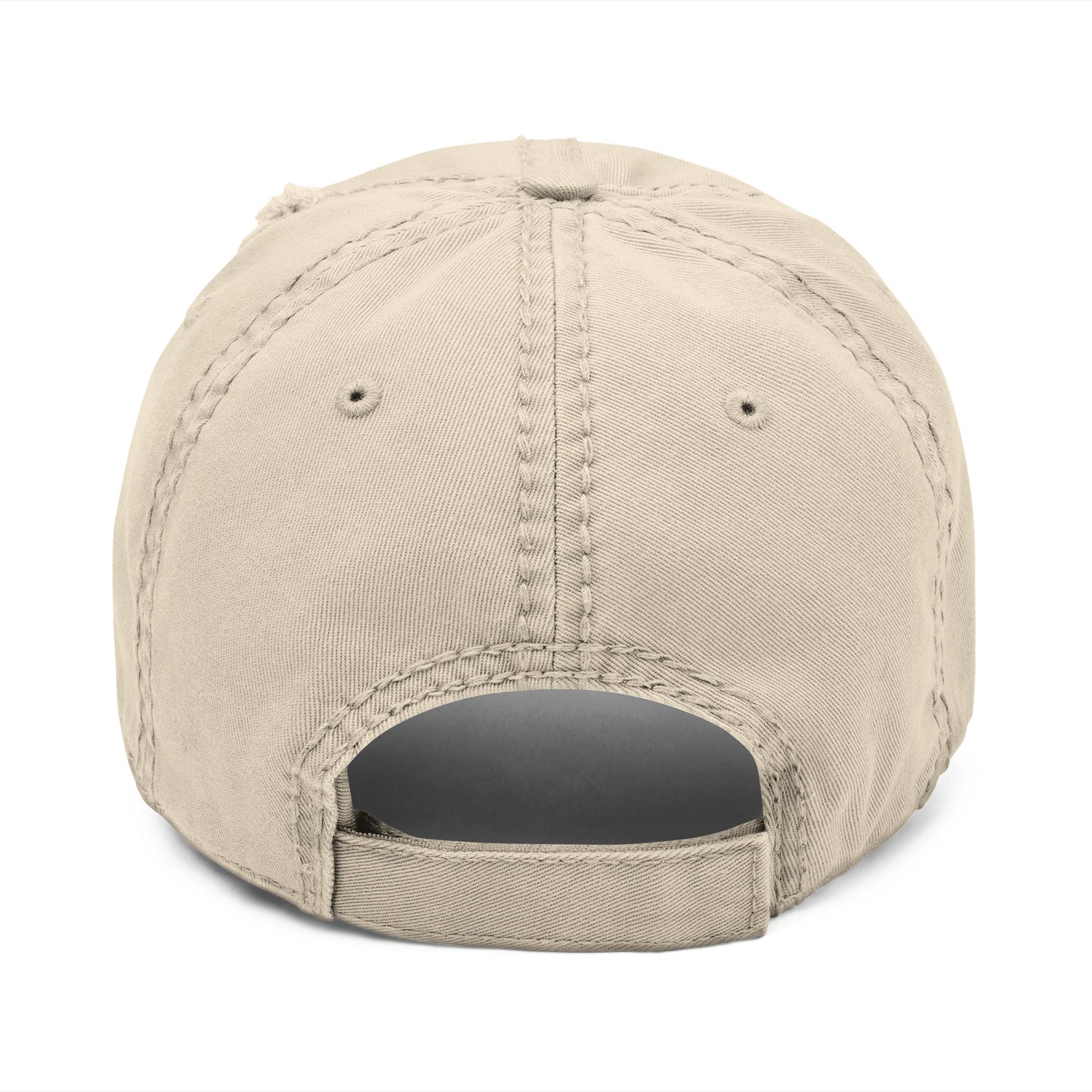 Smiley Sun Embroidered Distressed Dad Hat