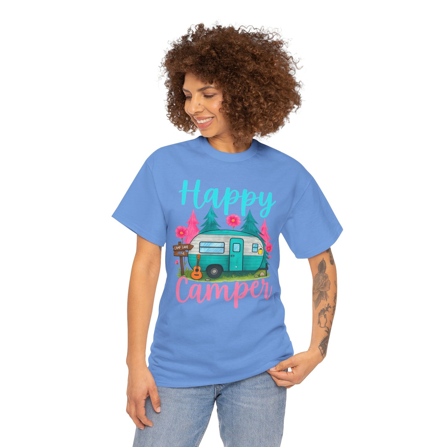 Happy Camper T‑Shirt – Cute Retro Trailer Camping Graphic Tee