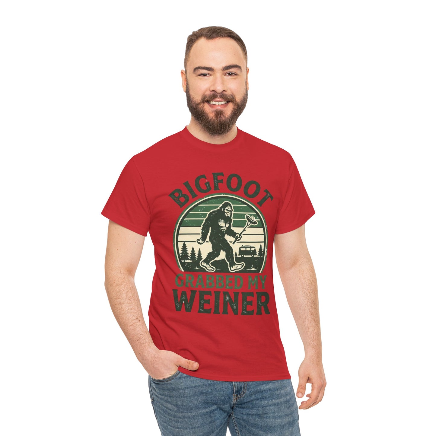 Bigfoot Grabbed My Weiner Retro Camping Tee