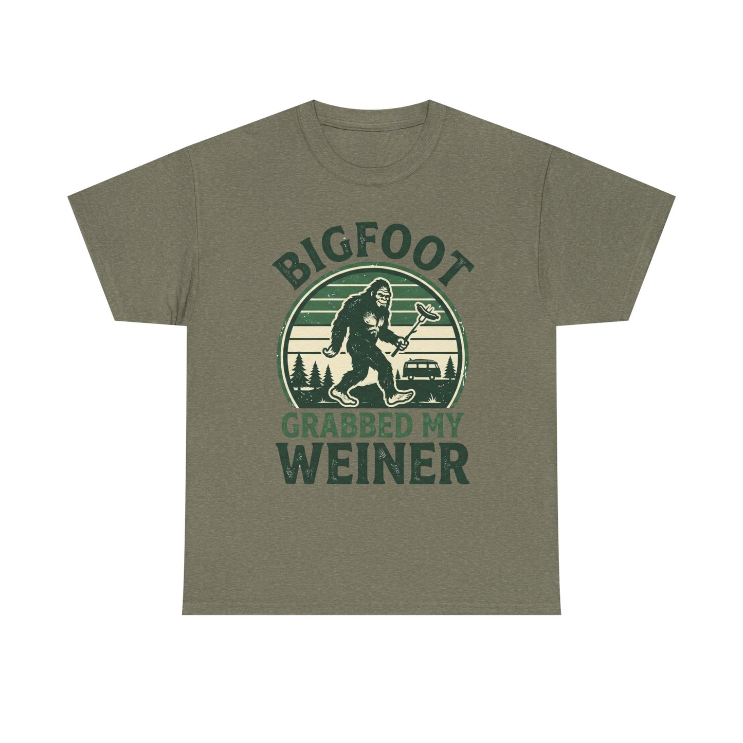 Bigfoot Grabbed My Weiner Retro Camping Tee