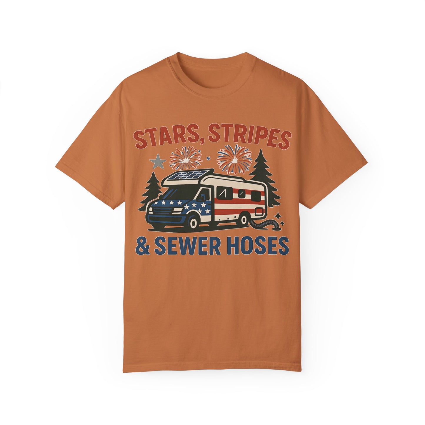 Stars, Stripes & Sewer Hoses: Patriotic RV Camping Illustration Comfort Colors