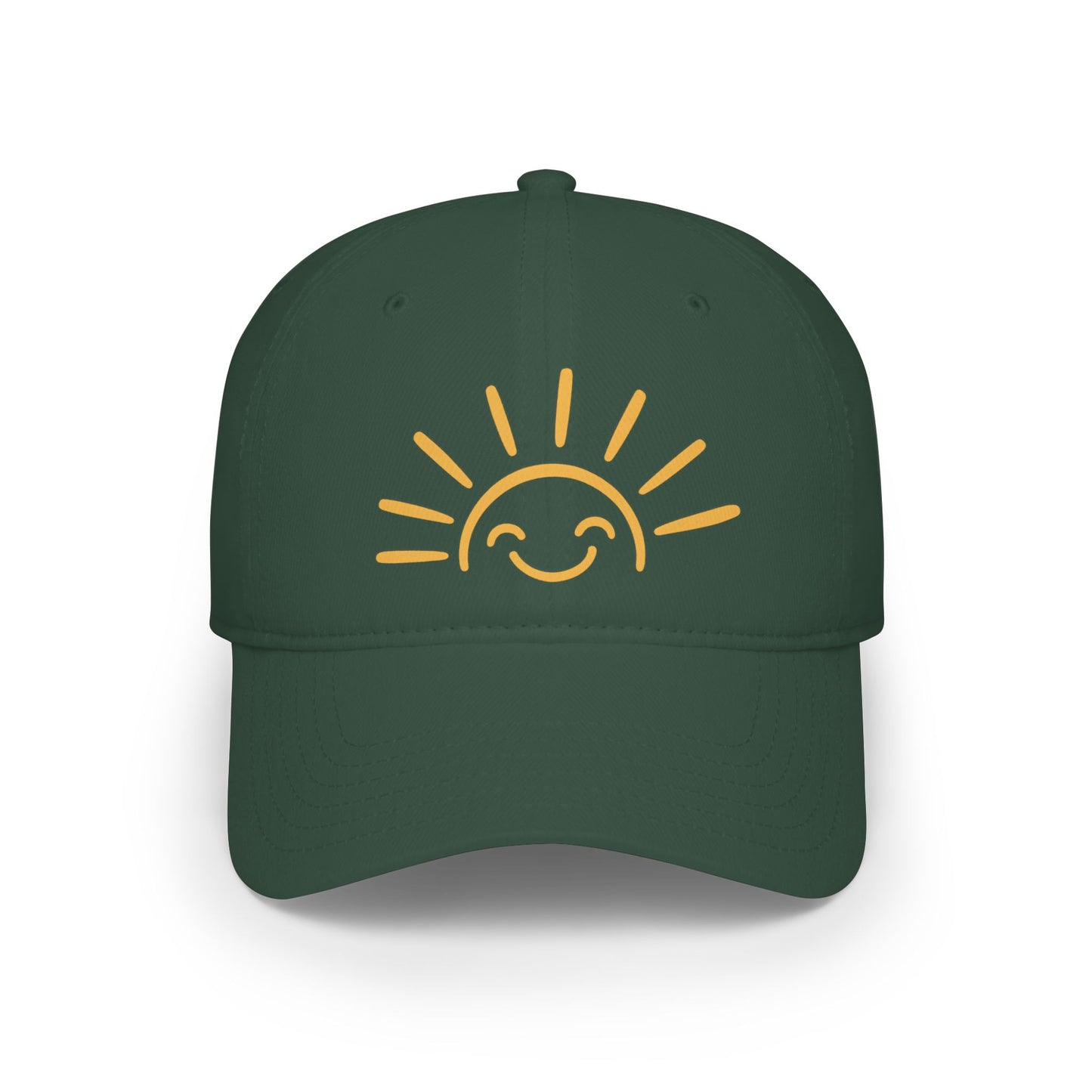 Smiling Sun Baseball Cap — Cheerful Embroidered Low Profile Hat