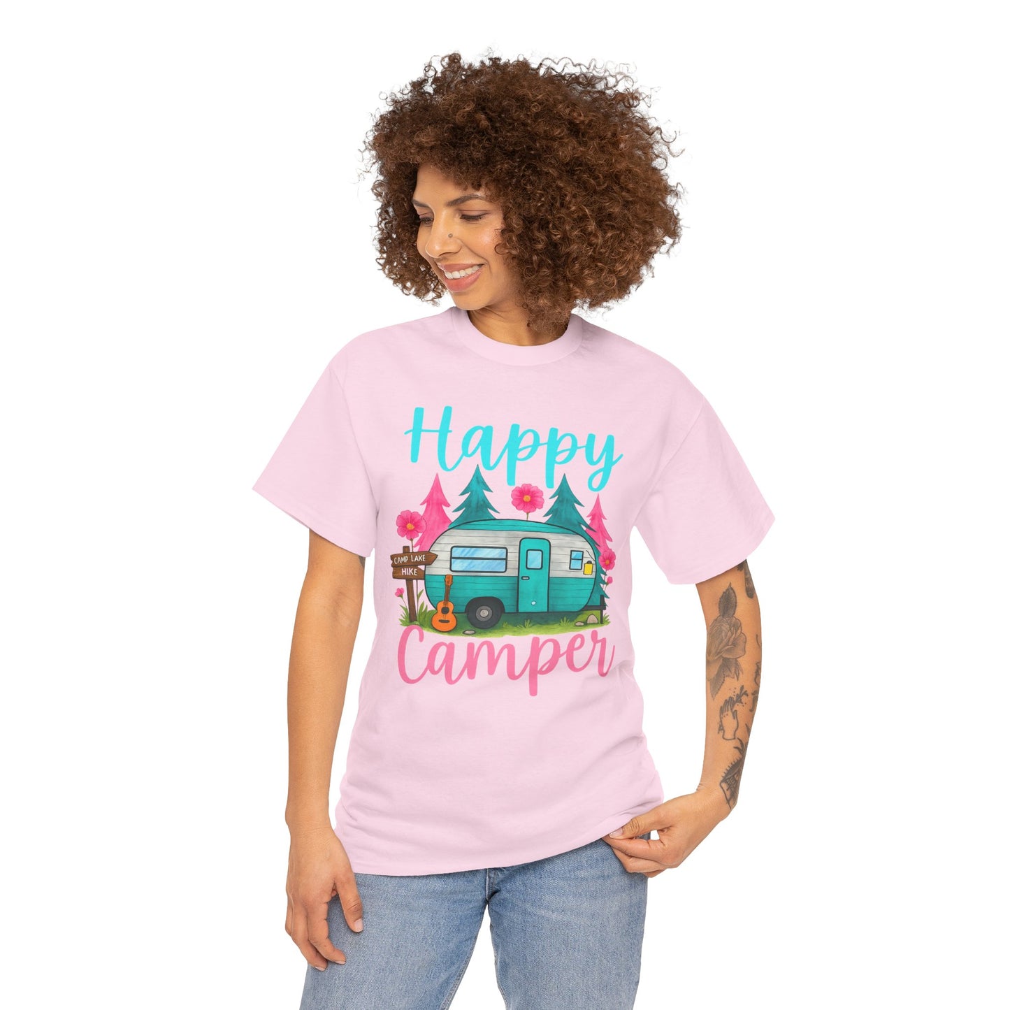 Happy Camper T‑Shirt – Cute Retro Trailer Camping Graphic Tee