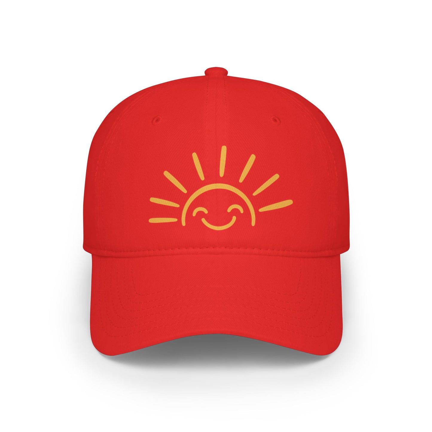 Smiling Sun Baseball Cap — Cheerful Embroidered Low Profile Hat