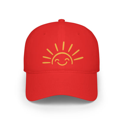 Smiling Sun Baseball Cap — Cheerful Embroidered Low Profile Hat