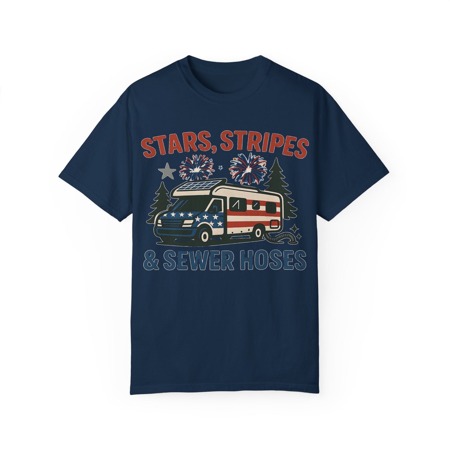 Stars, Stripes & Sewer Hoses: Patriotic RV Camping Illustration Comfort Colors