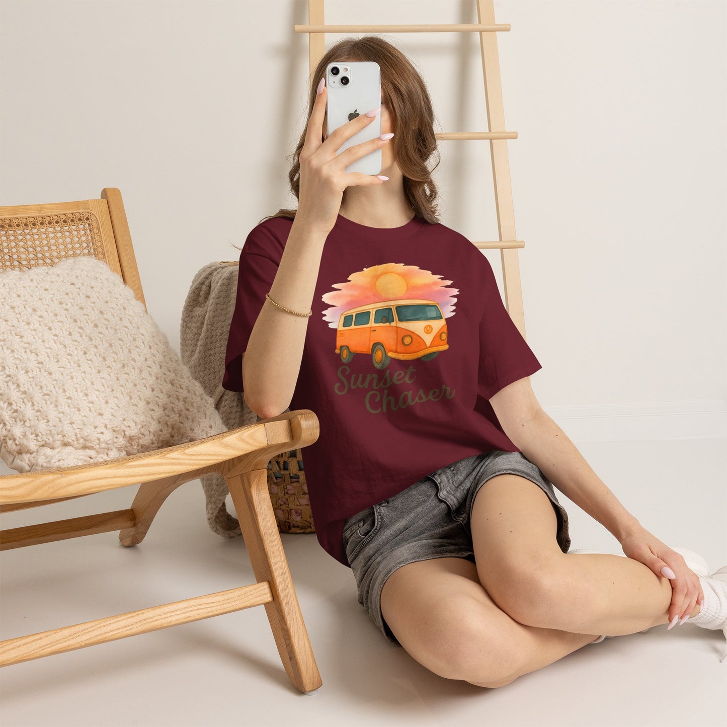 Sunset Chaser: Retro Bus Camping Gildan Tee