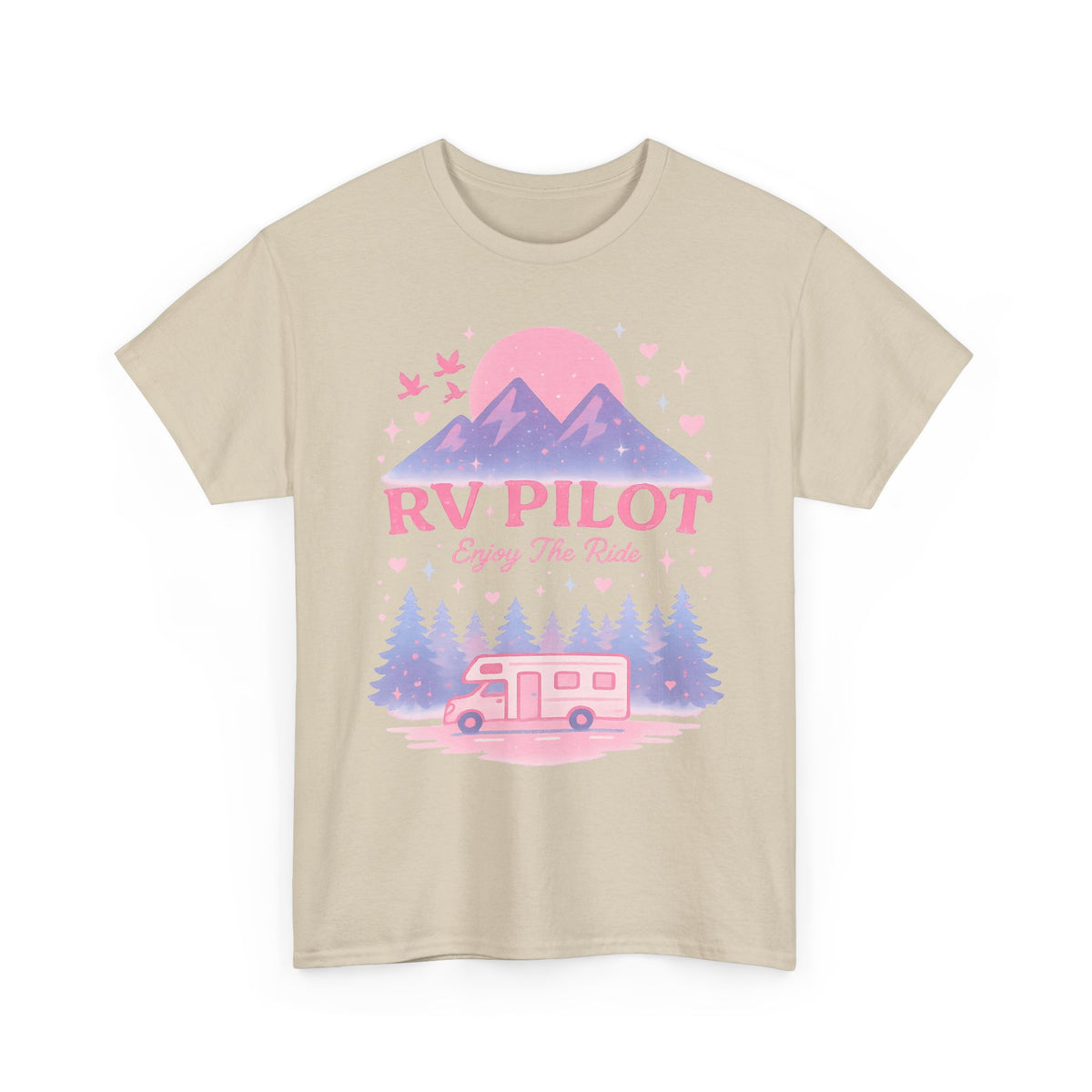 Moonlit RV Adventure: Pastel Pixel Camping Scene Funny Camping Tee