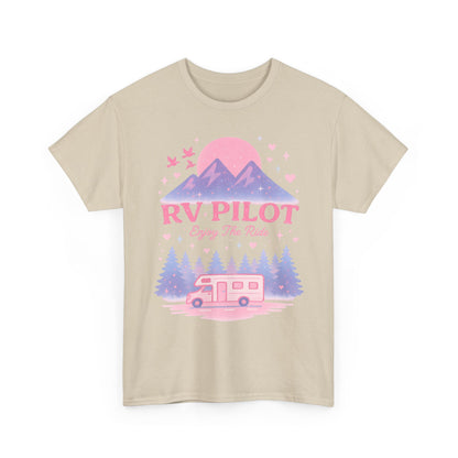 Moonlit RV Adventure: Pastel Pixel Camping Scene Funny Camping Tee