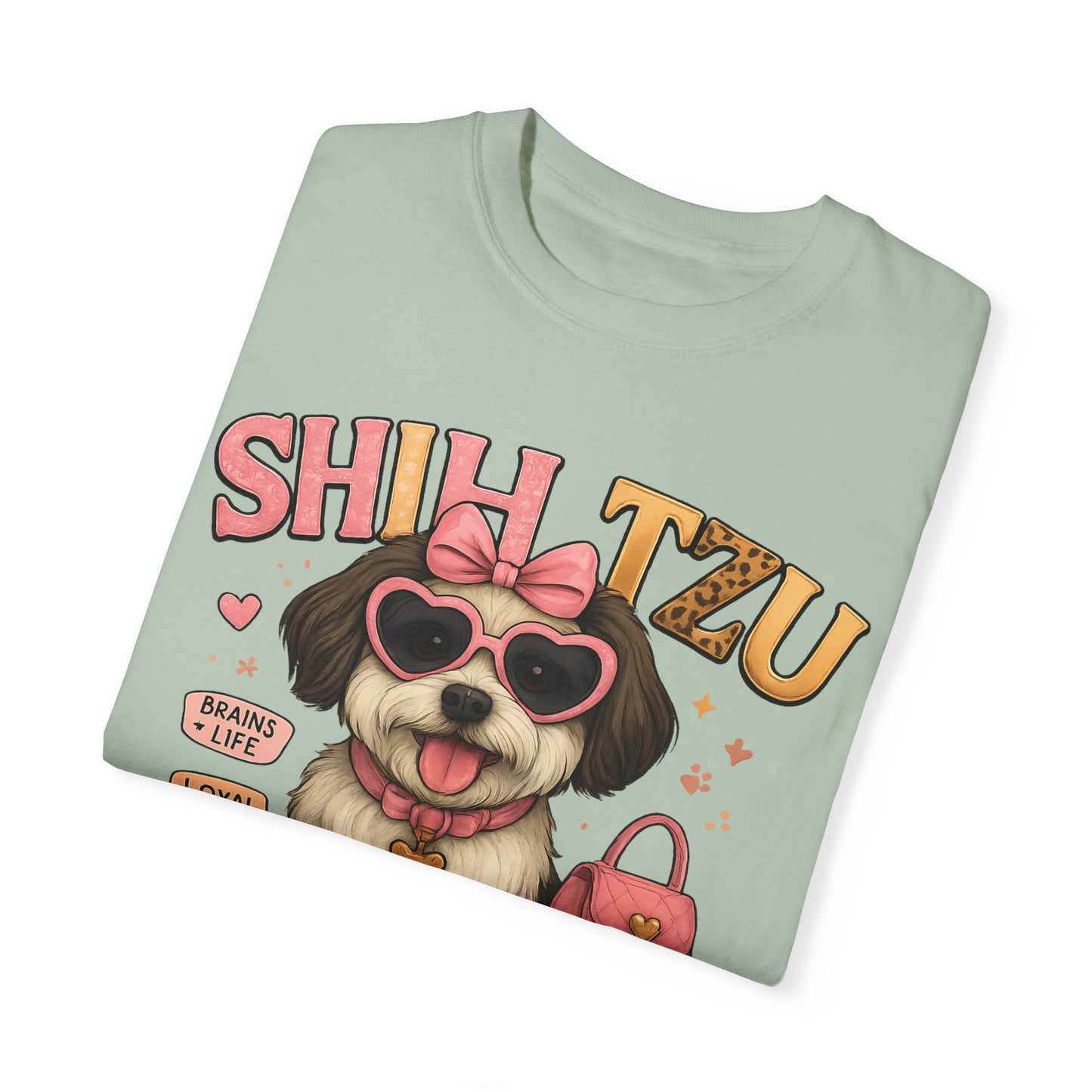 Shih Tzu Mama: Adorable Dog in Pink Sunglasses Comfort Colors