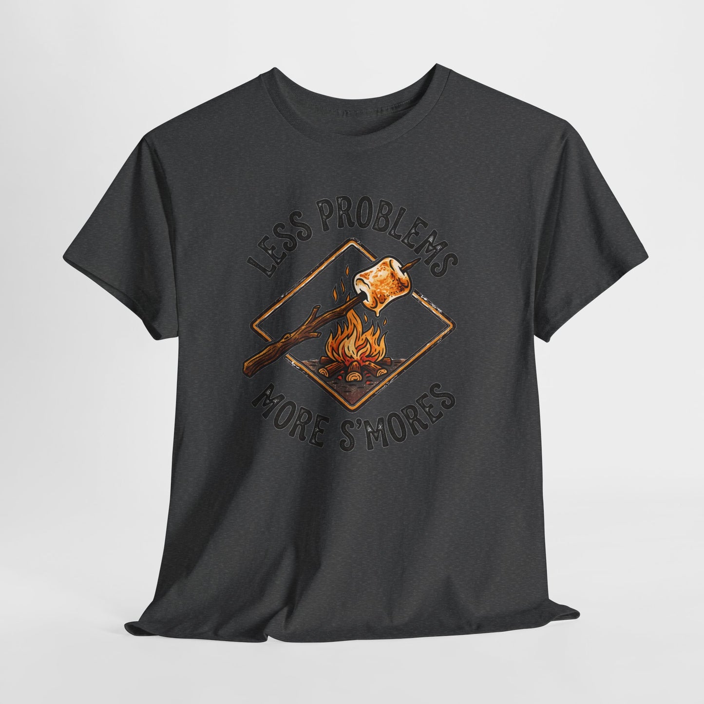 S'mores Camping T-Shirt - "Less Problems, More S'mores" Retro Campfire Tee