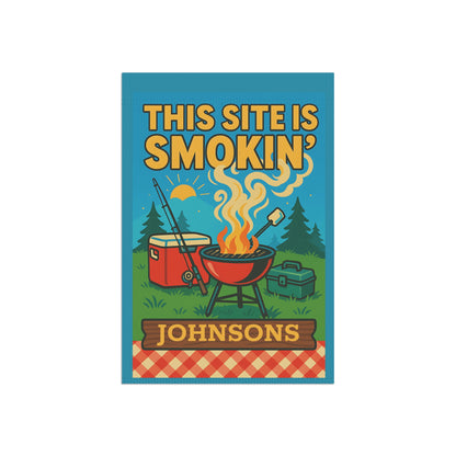 This Site Is Smokin' Garden Flag - Personalized BBQ Camping Yard Banner