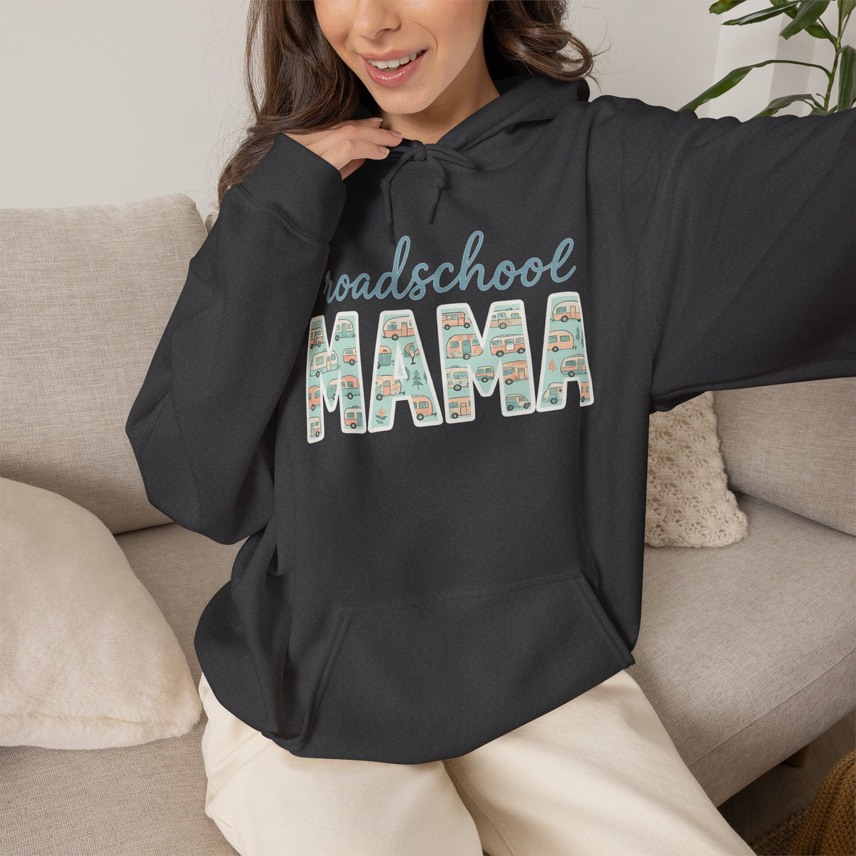 Roadschool Mama: Whimsical RV Education Design Funny Camping Hoodie