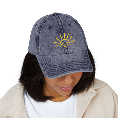 Vintage Embroidered Sun Cap — Smile Sunshine Baseball Hat
