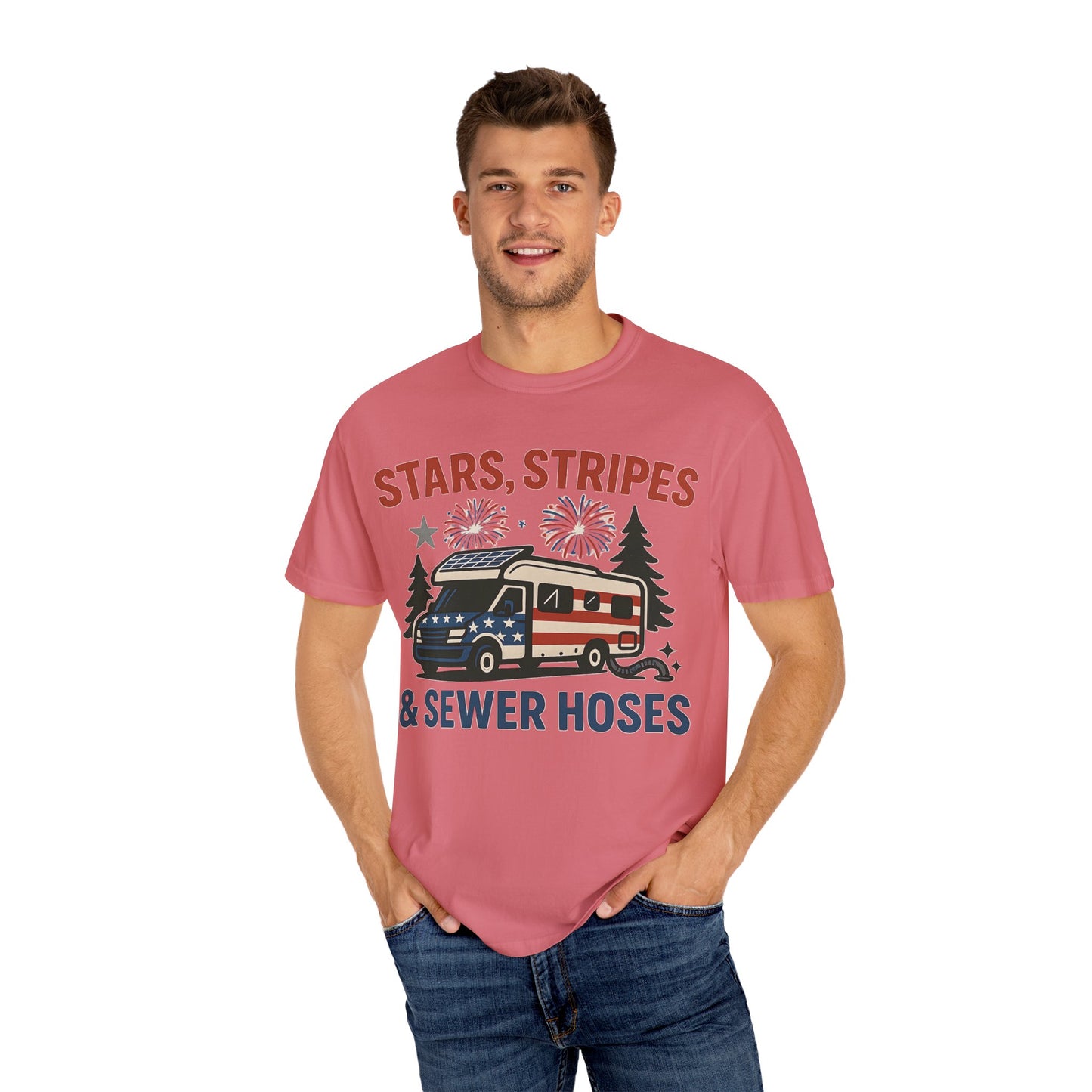 Stars, Stripes & Sewer Hoses: Patriotic RV Camping Illustration Comfort Colors