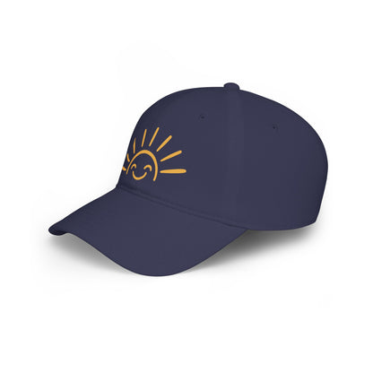 Smiling Sun Baseball Cap — Cheerful Embroidered Low Profile Hat