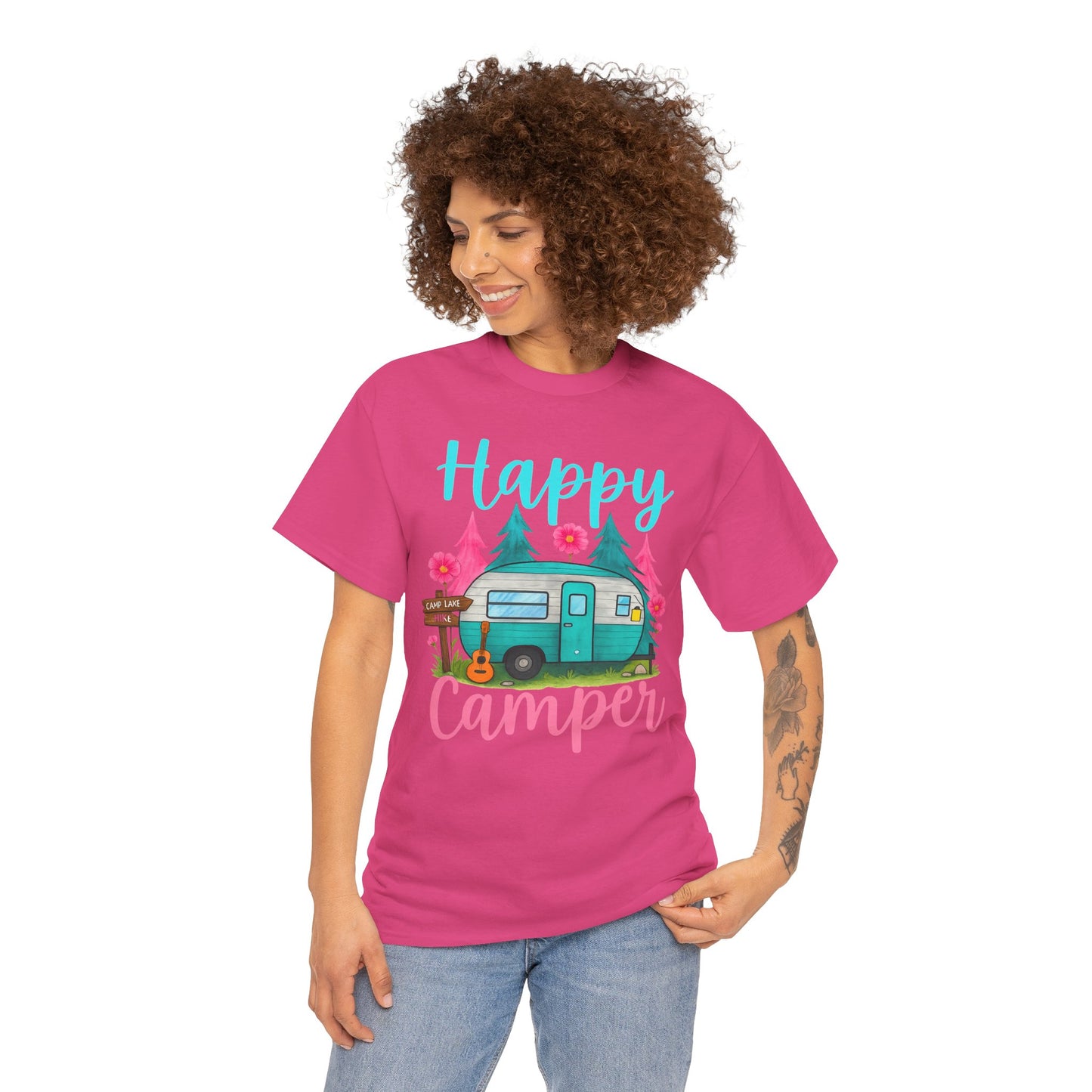 Happy Camper T‑Shirt – Cute Retro Trailer Camping Graphic Tee