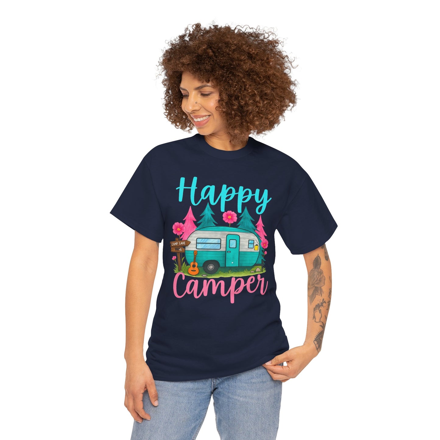 Happy Camper T‑Shirt – Cute Retro Trailer Camping Graphic Tee