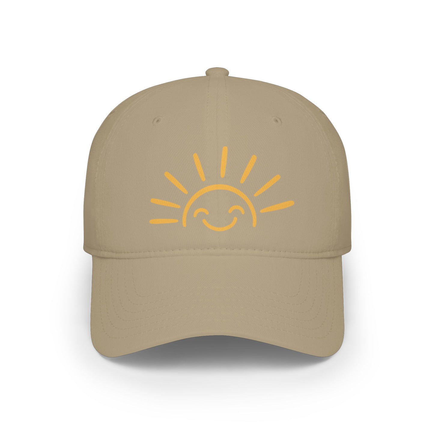 Smiling Sun Baseball Cap — Cheerful Embroidered Low Profile Hat