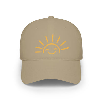 Smiling Sun Baseball Cap — Cheerful Embroidered Low Profile Hat