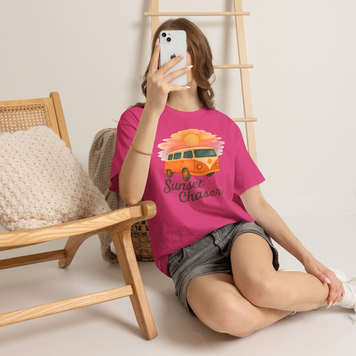 Sunset Chaser: Retro Bus Camping Gildan Tee