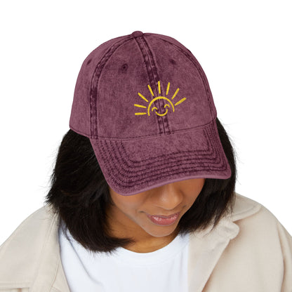 Vintage Embroidered Sun Cap — Smile Sunshine Baseball Hat
