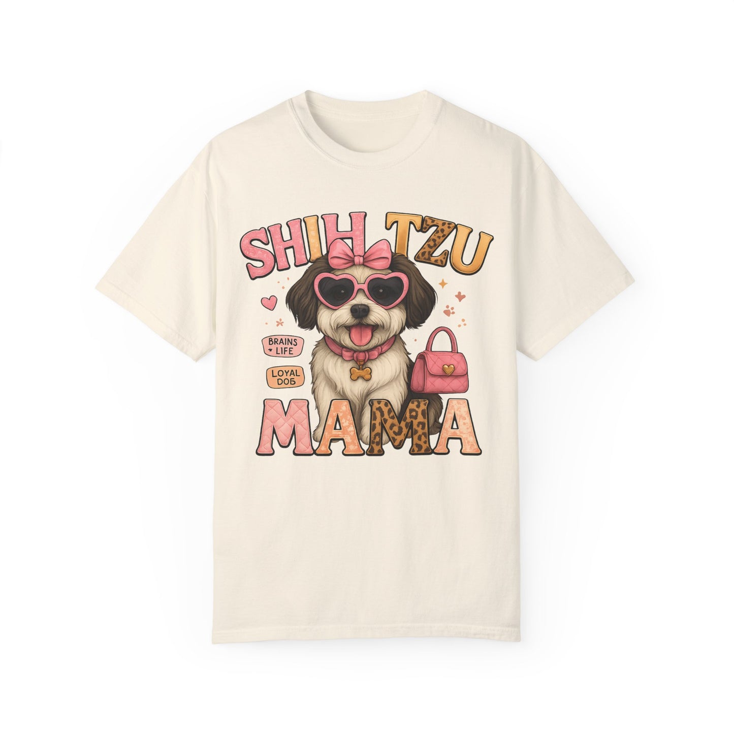 Shih Tzu Mama: Adorable Dog in Pink Sunglasses Comfort Colors