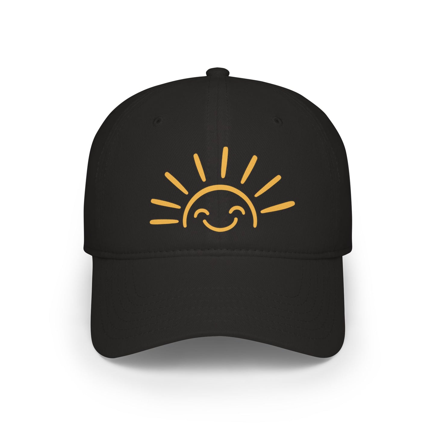 Smiling Sun Baseball Cap — Cheerful Embroidered Low Profile Hat