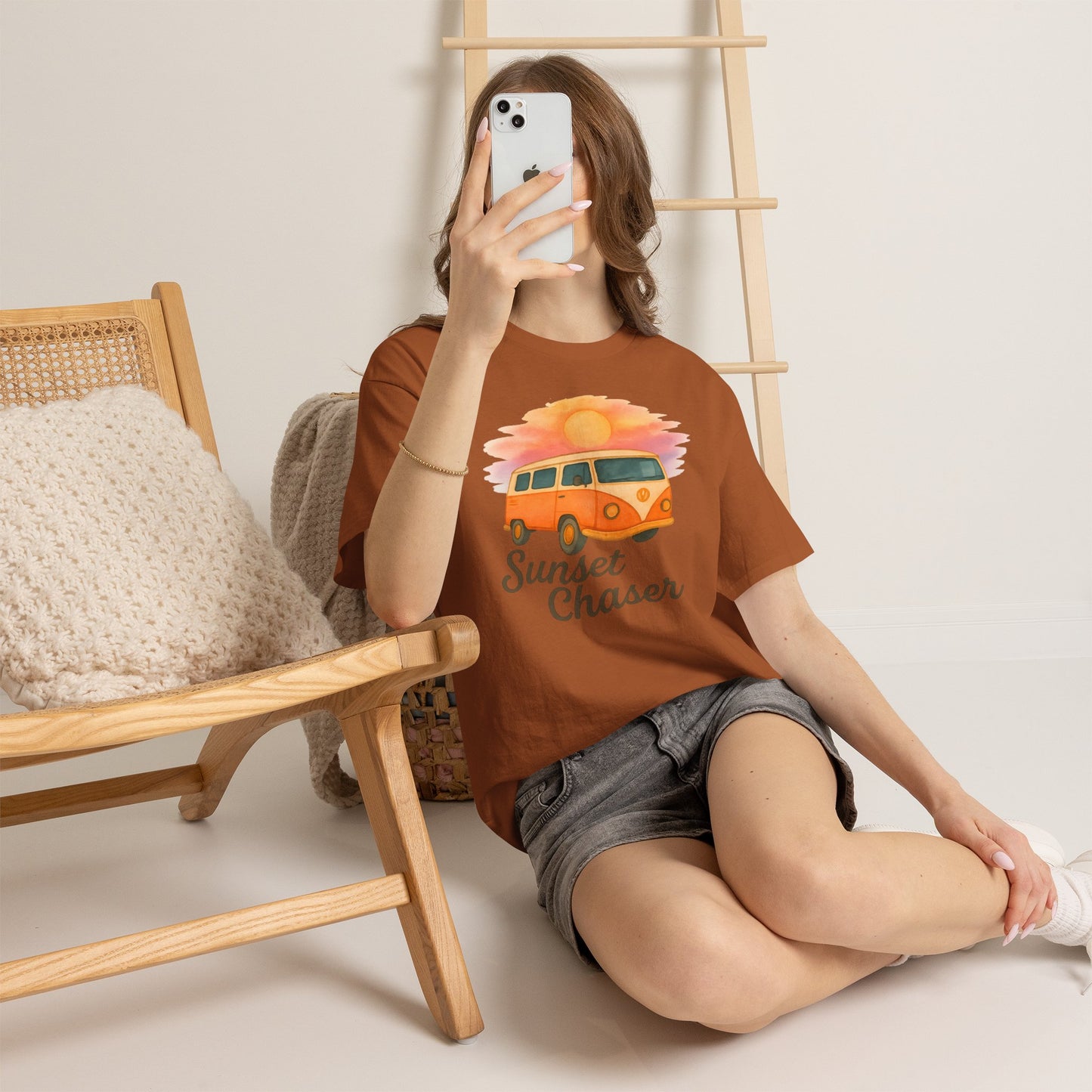 Sunset Chaser: Retro Bus Camping Gildan Tee