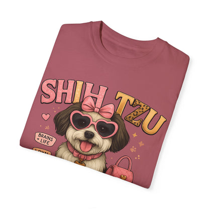 Shih Tzu Mama: Adorable Dog in Pink Sunglasses Comfort Colors