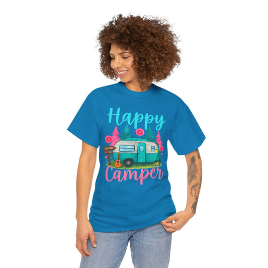 Happy Camper T‑Shirt – Cute Retro Trailer Camping Graphic Tee